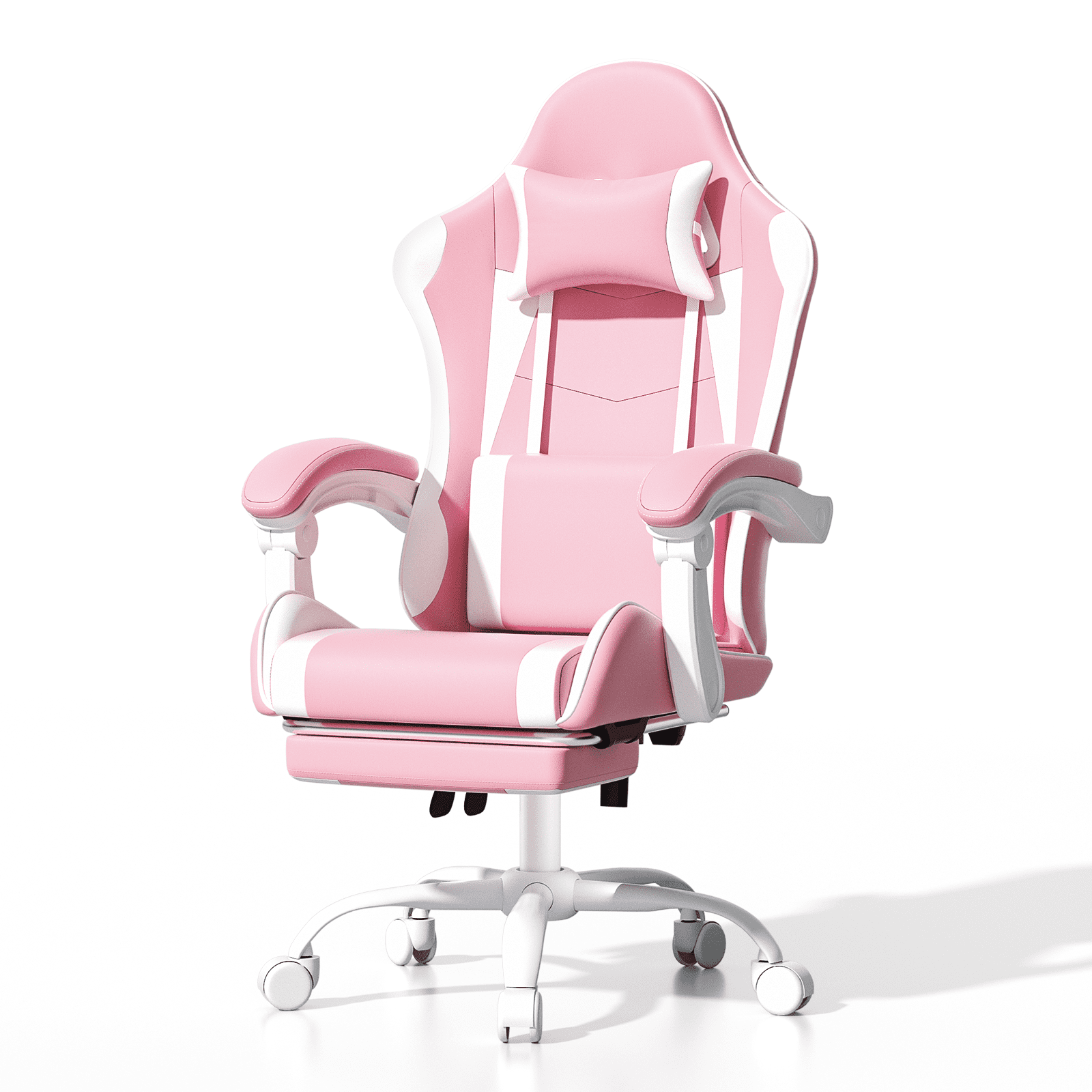 OSM Gaming Chair with Footrest & Headrest, High-Back Ergonomic Computer Desk Chair - Adjustable Lumbar Support, Reclining Office Chair for Adults, 350lbs, Pink