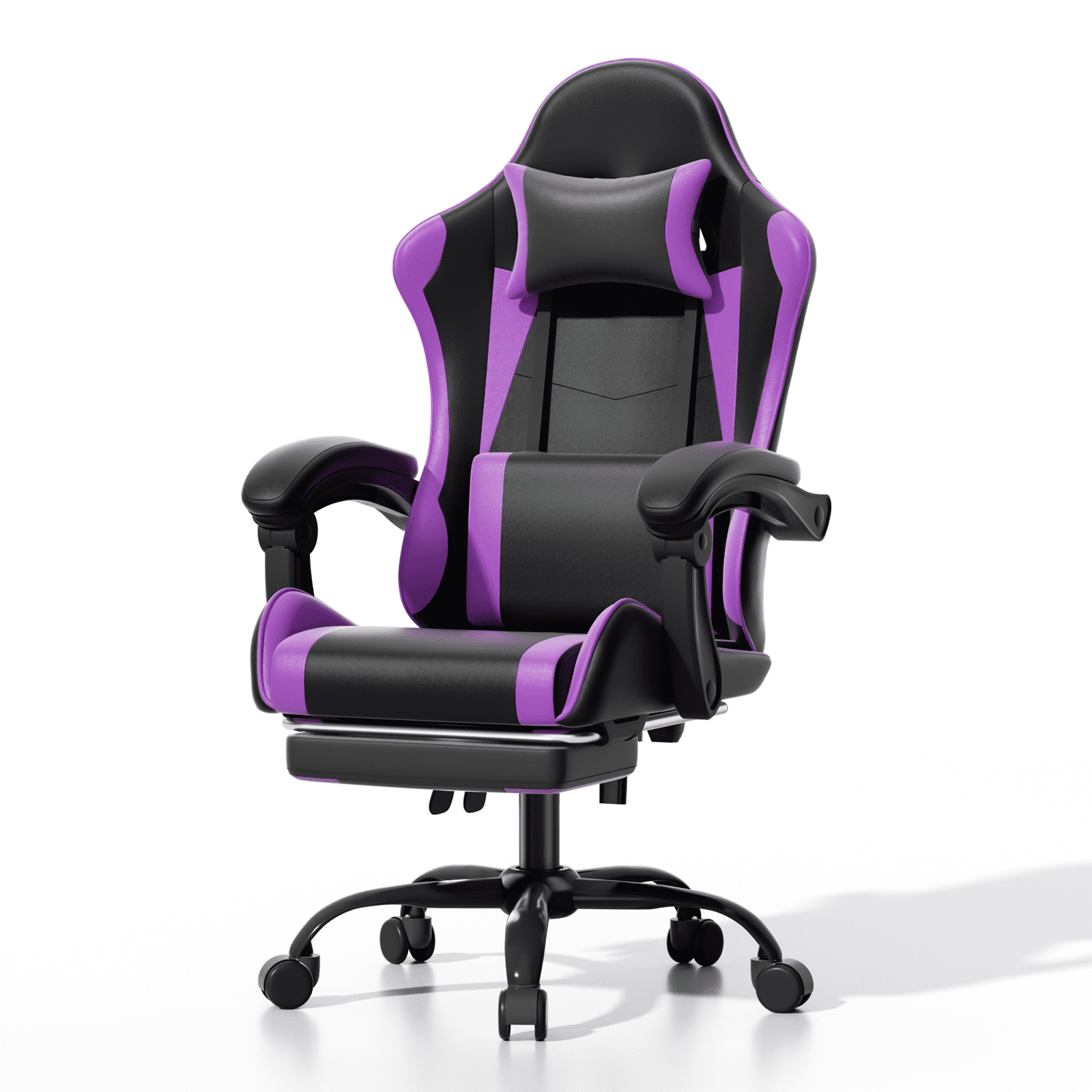 OSM Gaming Chair with Footrest & Headrest, High-Back Ergonomic Computer Desk Chair - Adjustable Lumbar Support, Reclining Office Chair for Adults, 350lbs, Purple