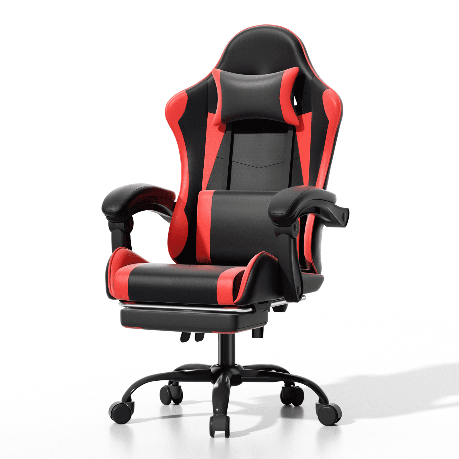 OSM Gaming Chair with Footrest & Headrest, High-Back Ergonomic Computer Desk Chair - Adjustable Lumbar Support, Reclining Office Chair for Adults, 350lbs, Red