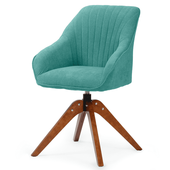 OSM Mid-Century Modern Swivel Accent Chair, 360° Rotating Comfortable Reading Armchair with Solid Wood Legs, Upholstered Fabric Chair for Living Room, Bedroom, Office, Study & Dorm, Green