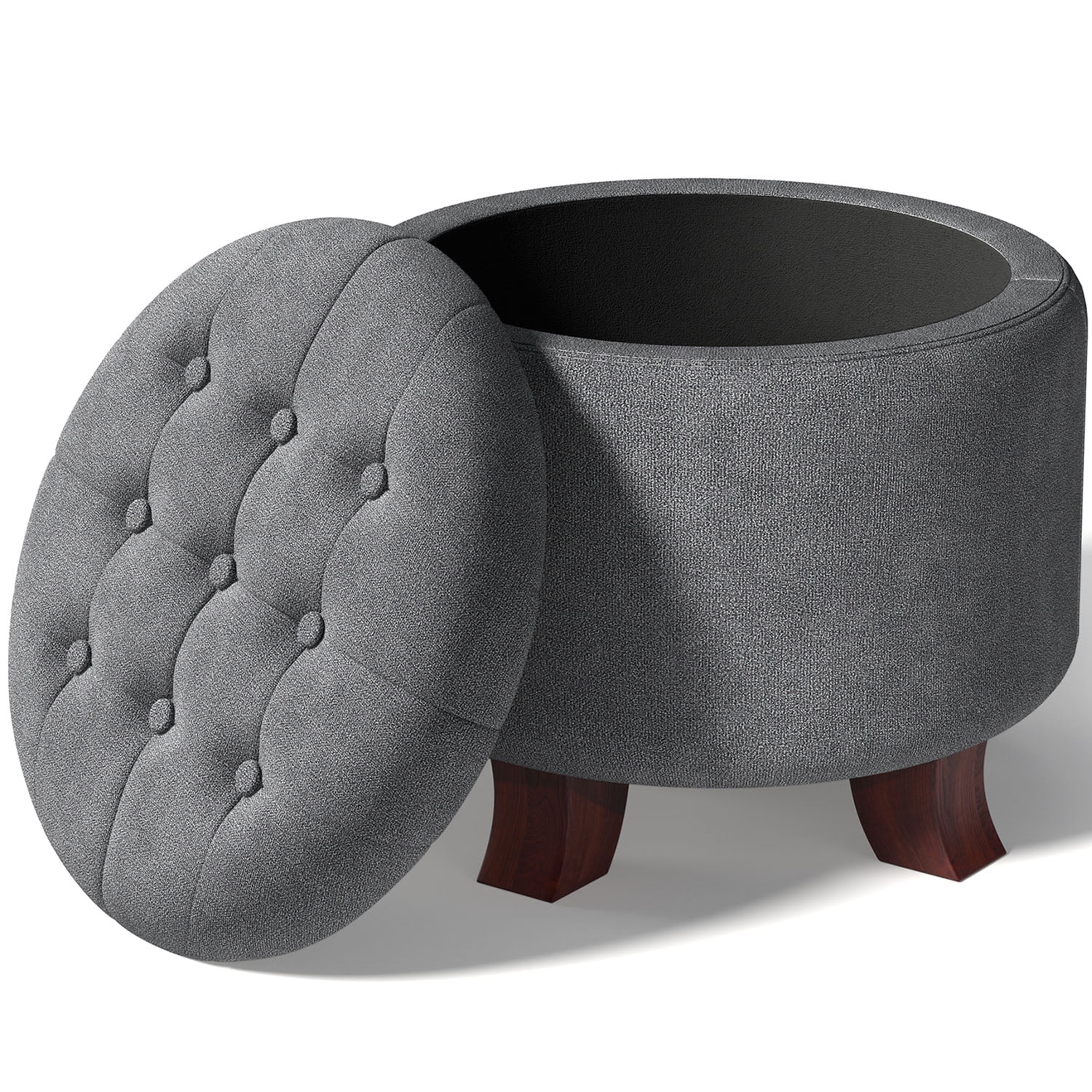 OSM Ottoman,Round Foot Rest Stool, Upholstered Small Ottoman Chair with ...