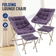 thumbnail image 1 of OSM Square Saucer Chair with Ottoman, Furry Cozy Seat for Teens Adults with Gold Metal Frame & Non-Slip Pad, Oversized Room Chair for Bedroom, Living Room & Dorm (Purple, 2-Pack), 1 of 10