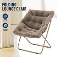 thumbnail image 1 of OSM Square Saucer Chair for Adults, Oversized Folding Cozy Lazy Chair with Metal Frame for Bedroom, Living Room, Dorm Room, Apartment (Light Brown), 1 of 9