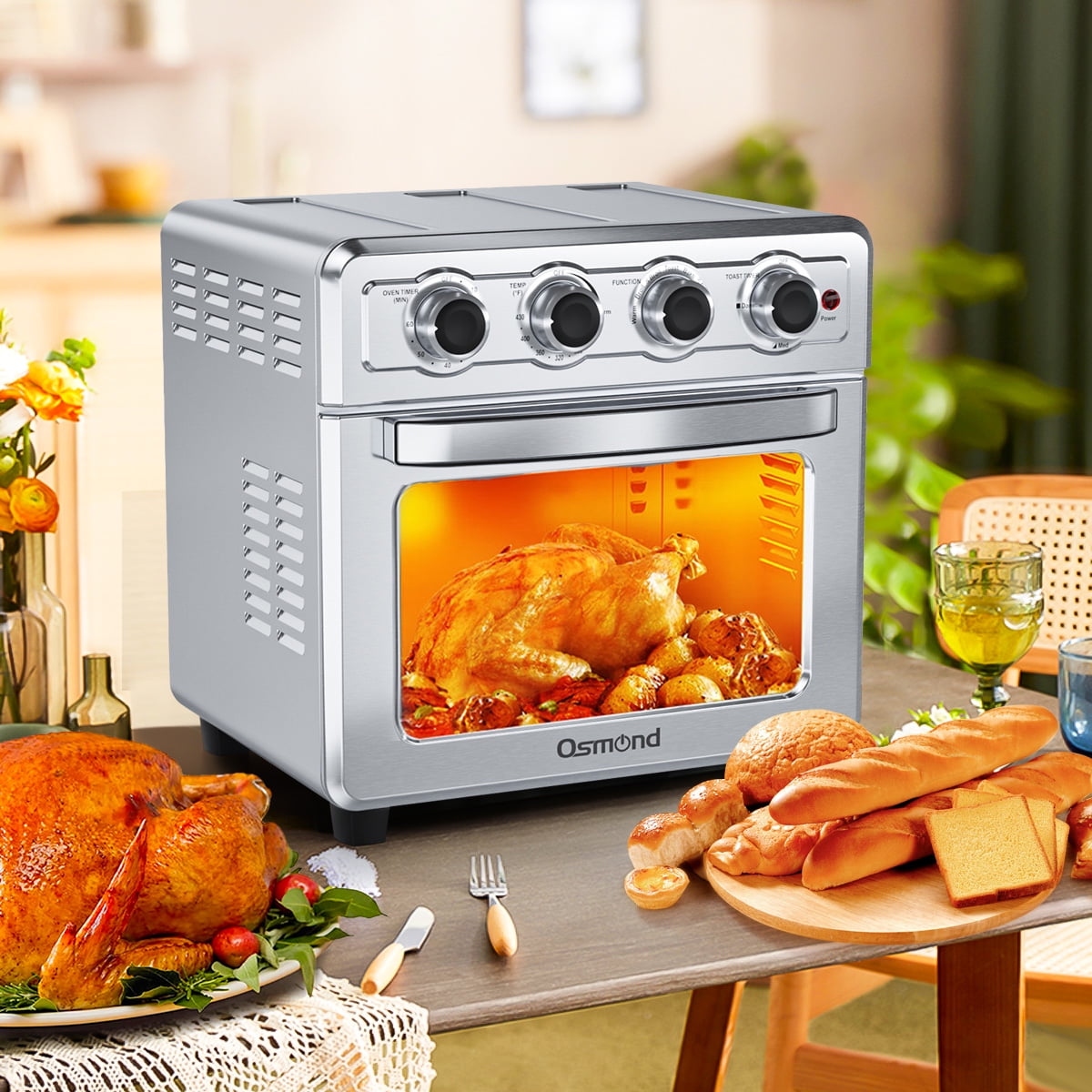 1700W 24QT Air Fryer Toaster Oven Combo, 2-in-1 Digital Convection