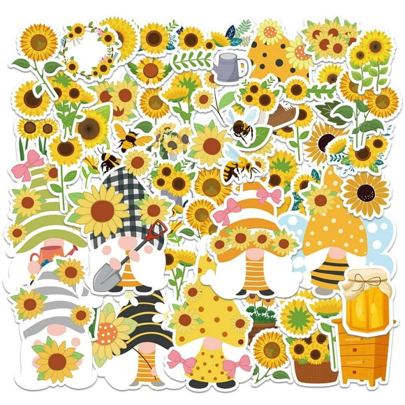 MALLMALL6 130Pcs Sunflower Gnomes Stickers Dcor, Honey Jar Bumblebee Daisies Window Stickers