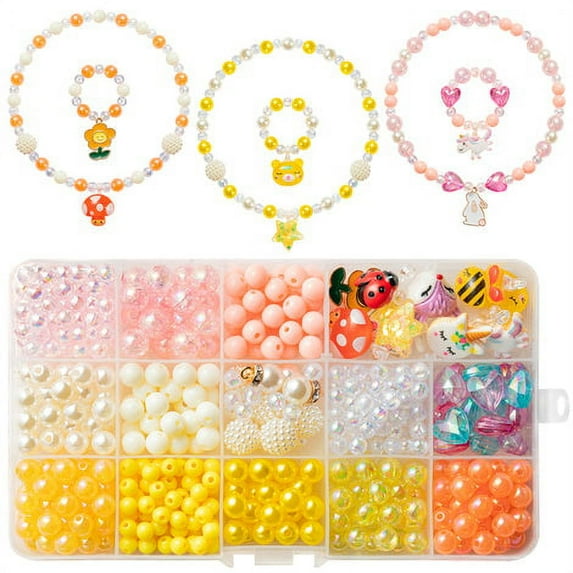 OSNIE Fall DIY Bead Jewelry Making Kit for Kids Girls Yellow 400Pcs+