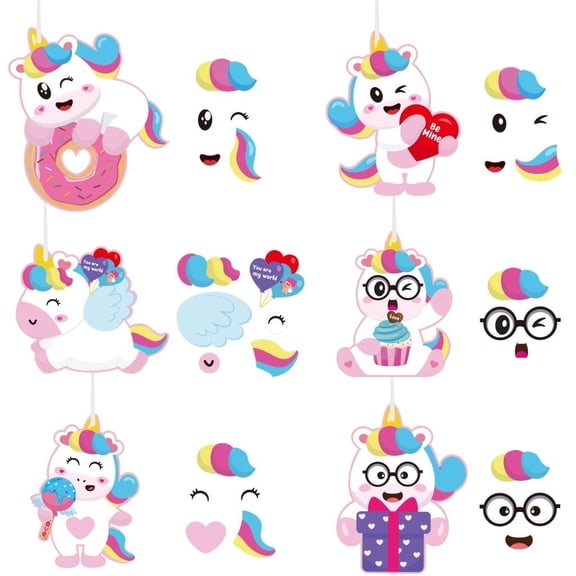 Haooryx Making a Unicorn Face Stickers for  Party DIY  Crafts Supplies,30 Packs