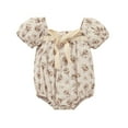 thumbnail image 1 of OSOLU Baby Girls Bodysuits Girl Floral Printed Bow Puff Short Sleeve Romper Clothes 3-24M Comfy Onesie, 1 of 6