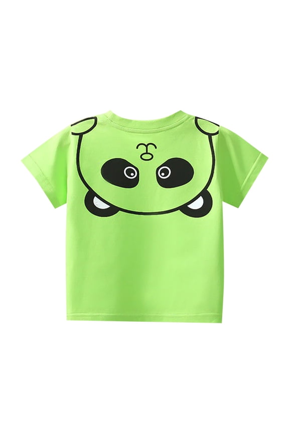 Boys Girls Cute Graphic Tees Short Sleeve T Shirt Panda Pattern Kids Toddler Loose Fit Crew Neck Tshirts 1-6Y Trendy Tops