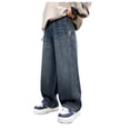thumbnail image 1 of OSOLU Boys Jeans Straight Leg Comfortable Casual Denim Pants with Adjustable Waist Pocket Everyday Wear Holiday Vibrant Trousers, 1 of 9