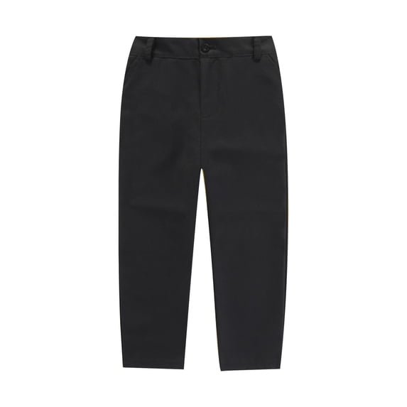 OSOLU Boys Pants Solid Color Adjustable Waist Casual Formal Solid Color with Pocket Daily Wear Elegant Chic Trousers
