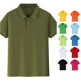 thumbnail image 1 of OSOLU Boys Polo Shirt Solid Color Short Sleeve Button Placket Casual Daily Kids Tops, 1 of 5