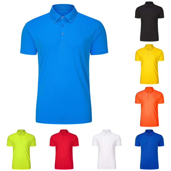 OSOLU Boys Polo Shirt Turndown Collar Short Sleeve Solid Color with Button Collar Loose Fit Casual Tops Sky Blue