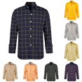 thumbnail image 1 of OSOLU Boys Shirt Long Sleeve Turndown Collar Grid Plaid Button Front Soft Kids Spring Fall Casual Layering Tops Blue, 1 of 6