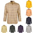thumbnail image 1 of OSOLU Boys Shirt Long Sleeve Turndown Collar Grid Plaid Button Front Soft Kids Spring Fall Casual Layering Tops Brown, 1 of 6