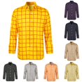 thumbnail image 1 of OSOLU Boys Shirt Long Sleeve Turndown Collar Grid Plaid Button Front Soft Kids Spring Fall Casual Layering Tops Yellow, 1 of 6