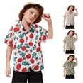 thumbnail image 1 of OSOLU Boys Shirt Short Sleeve Lapel Collar All Over Geometric Print Full Button Casual Tops Red, 1 of 5