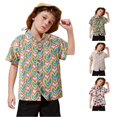 thumbnail image 1 of OSOLU Boys Shirt Short Sleeve Lapel Collar All Over Geometric Print Full Button Casual Tops Yellow, 1 of 5