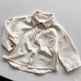 thumbnail image 1 of OSOLU Boys Shirt Solid Color Turndown Collar Long Sleeve Single with Pocket Spring Layering Shirt Beige, 1 of 3