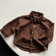 thumbnail image 1 of OSOLU Boys Shirt Solid Color Turndown Collar Long Sleeve Single with Pocket Spring Layering Shirt Coffee, 1 of 3