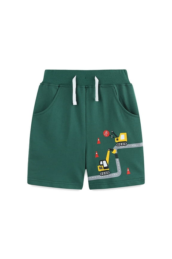 Boys Shorts Sport Cartoon Pattern Casual with Pockets Drawstring Soft Comfortable Daily Wear Classic Trendy Shorts