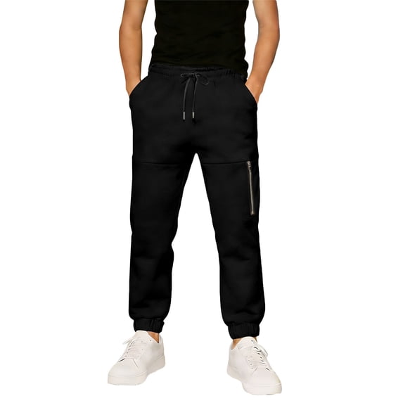 OSOLU Boys Sweatpants Casual Solid Color with Pocket Joggers Pants with Zipper Loose Fit Sports Comfortable Fashion Vacation Trousers