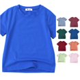 thumbnail image 1 of OSOLU Boys T-Shirt Toddler Short Sleeve Crew Neck Solid Color Blank Daily Playwear Shirt Blue, 1 of 4
