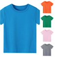 thumbnail image 1 of OSOLU Boys T-Shirt Toddler Short Sleeve Crew Neck Solid Color Blank Daily Playwear Shirt Sky Blue, 1 of 6