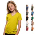 thumbnail image 1 of OSOLU Boys T-Shirt V Neck Solid Color Short Sleeve Plain Minimalist Youth Outdoor Casual Tops Yellow, 1 of 6