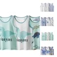 thumbnail image 1 of OSOLU Boys Tank Tops Sleeveless 3 Pack Contrast Trim Dinosaur Print Breathable Striped Casual Undershirt Green, 1 of 4