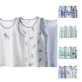 thumbnail image 1 of OSOLU Boys Tank Tops Sleeveless 3 Pack Contrast Trim Dinosaur Print Breathable Striped Casual Undershirt Light Blue, 1 of 4