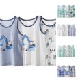 thumbnail image 1 of OSOLU Boys Tank Tops Sleeveless 3 Pack Contrast Trim Dinosaur Print Breathable Striped Casual Undershirt Sky Blue, 1 of 3