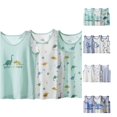 thumbnail image 1 of OSOLU Boys Tank Tops Sleeveless 3 Pack Contrast Trim Dinosaur Print Breathable Striped Casual Undershirt, 1 of 4