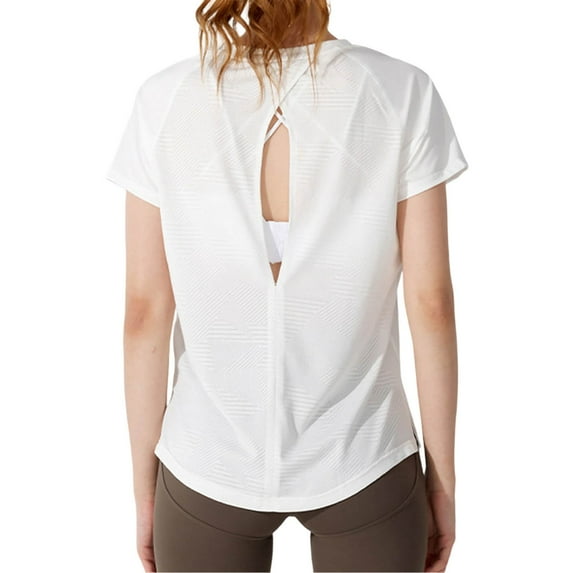 OSOLU Breathable O-Neck Casual T-Shirt Tshirts Tee For Women Summer Sports Wear Lightweight Comfortable Solid Color Hollow Out Design Stylish Dailywear