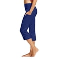 thumbnail image 1 of OSOLU Capri Pants For Women High Waist Workout Yoga Pants With Pockets Leggings Crop Straight Workout Stretchy Running Tummy Control Joggers Bottoms Blue M, 1 of 3