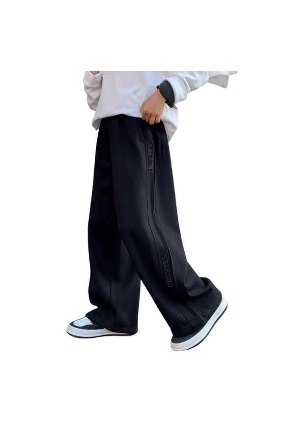 Children Boys Athletic Pants Sweatpants Wide Leg Casual Elastic Waist Baggy Slacks Bottom Chic Versatile Trousers