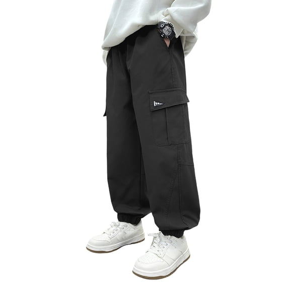 OSOLU Children Boys Cargo Pants Outdoor Adventures Hiking Joggers with Adjustable Ankles Sportswear All Season Chic Elegant Trousers