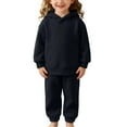 thumbnail image 1 of OSOLU Children Boys Girls Clothing Sets Winter Solid Color Long Sleeve Athletic Cozy Pullover Hoodie and Jogger Pants 2 Piece Playful Vacation Sets, 1 of 9