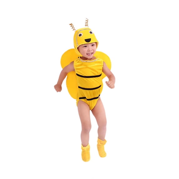 OSOLU Children Boys Girls Outfits Adorable Cartoon Bee Sleeveless Stage Performance Dress Up Breathable Lightweight Classic Holiday Clothing Sets