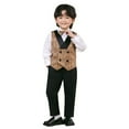 thumbnail image 1 of OSOLU Children Boys Outfits 4 Piece Tuxedo with Vest and Pants Bowtie Strap Vest Suits Formal Suit Slim Fit Classic Vacation Clothing Sets, 1 of 9