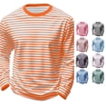 thumbnail image 1 of OSOLU Children Boys T-Shirts Striped Long Sleeve Crew Neck Casual Soft Comfortable Breathable Tees Daily Wear Fashion Vacation Tops, 1 of 6