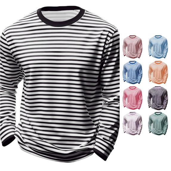 OSOLU Children Boys T-Shirts Striped Long Sleeve Crew Neck Casual Soft Comfortable Breathable Tees Daily Wear Holiday Beach Tops