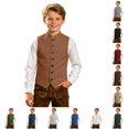 thumbnail image 1 of OSOLU Children Boys Tank Tops Solid Color Stand Collar Vest Festive Themed Sleeveless Jacket Casual Outerwear Trendy Travel Tops, 1 of 5