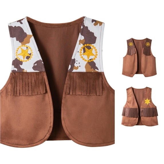 OSOLU Children Boys Vest Solid Color Sleeveless Tassel Cowboy Play Fringe Jacket Halloween Festival Party Dress Up Trendy Beach Tops