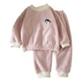 thumbnail image 1 of OSOLU Children Girls Boys Clothing Sets Long Sleeve Fall Winter Round Neck Warm 2-Pack Thermal Loungewear Cozy Chic Leisure Outfit Sets, 1 of 3