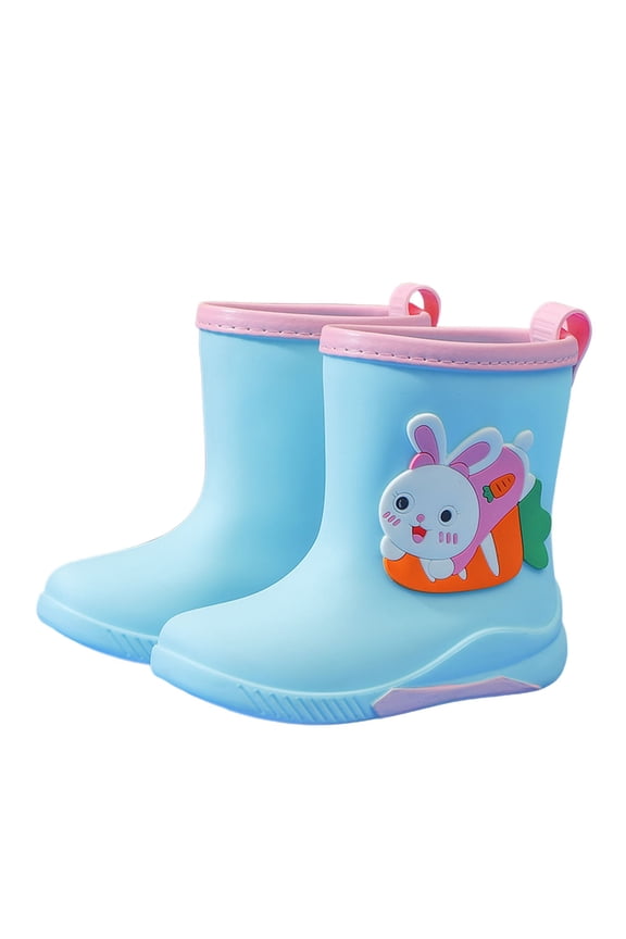 Children Girls Boys Rain Boots Lightweight Cute Bunny Dinosaur Detachable Rain Cover Soft Sole Comfortable Casual All Seasons Elegant Vacation Shoes