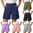 thumbnail image 1 of OSOLU Children Girls Cargo Shorts Solid Color Button Elastic Waist Pull On Jogger School Uniforms Stretch with Pockets Travel Beach Shorts, 1 of 8