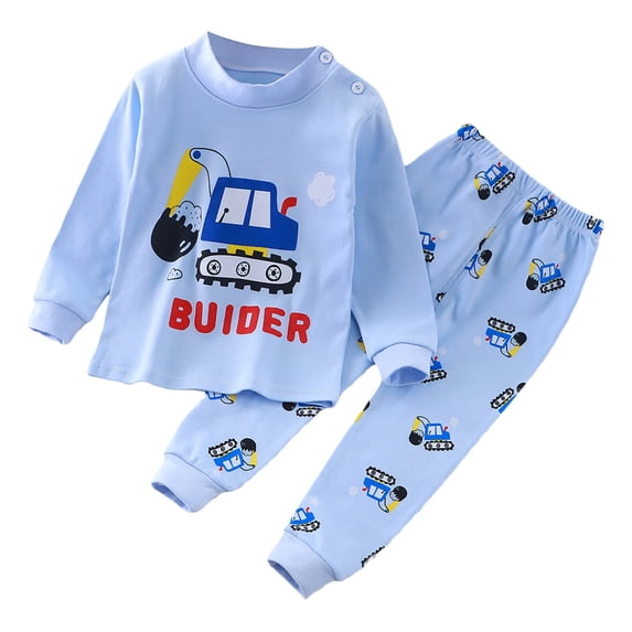 OSOLU Children Girls Clothing Sets Round Color Tops and Pants Pajama Soft Long Sleeve Comfortable Leisure Versatile Outfit Sets
