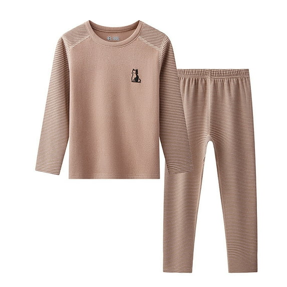 OSOLU Children Girls Clothing Sets Round Neck Underwear Heated Base Layer Fall Winter Warm Long Sleeve Cold Weather Leisure Versatile Outfit Sets