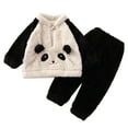 thumbnail image 1 of OSOLU Children Girls Clothing Sets Winter Fuzzy Long Sleeve Cute Cartoon Print Tops Pants 2 Piece Travel Elegant Sets, 1 of 4